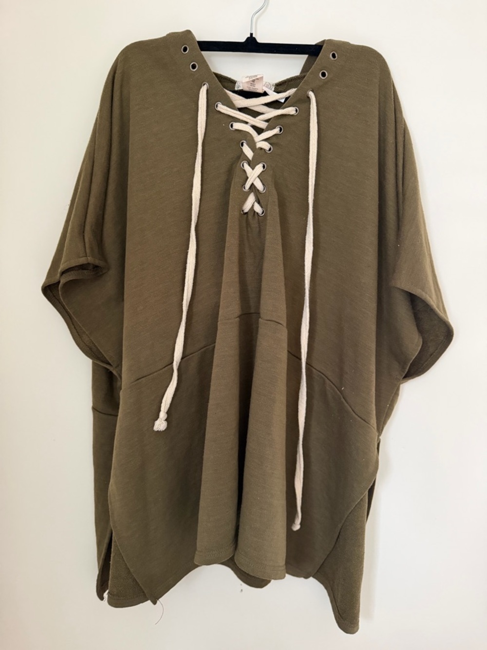 Free People Olive Green Lace-Up I Tunic